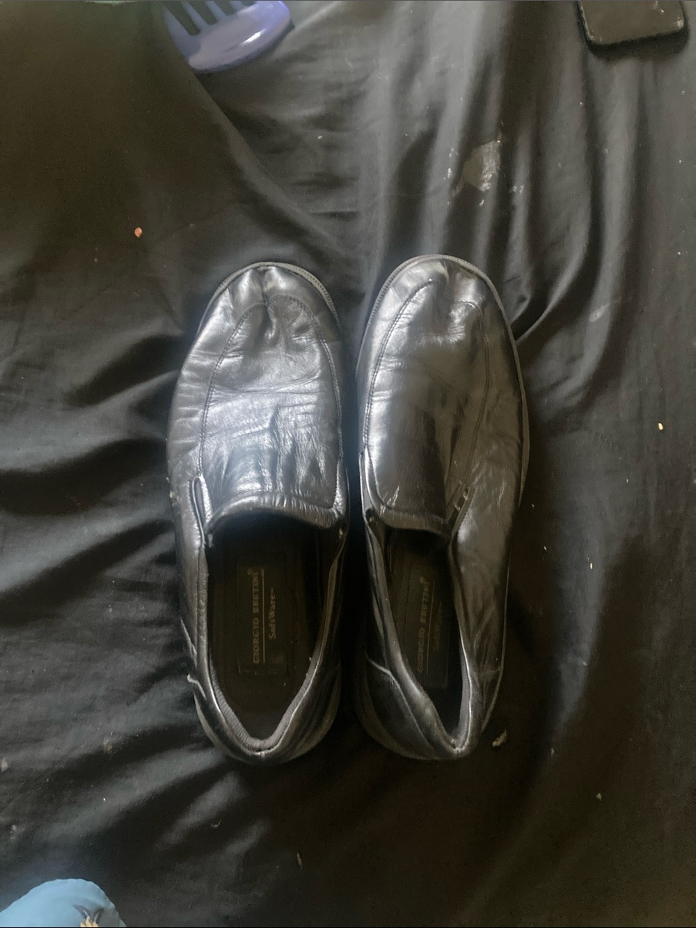 Giorgio Brutini Black Leather Slip-On Loafers